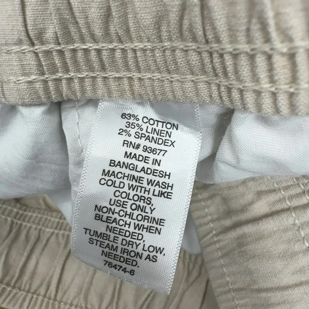 Mutual Weave Pants Mens XXL Beige Cotton‎ Linen Blend Relaxed Drawstring Casual